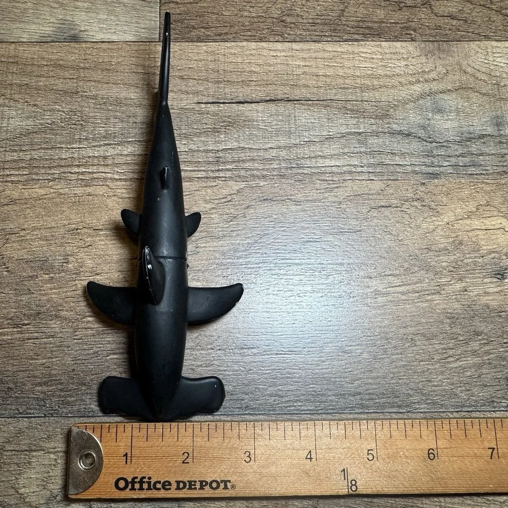 Hammerhead Shark Black Rubber Plastic Toy 7